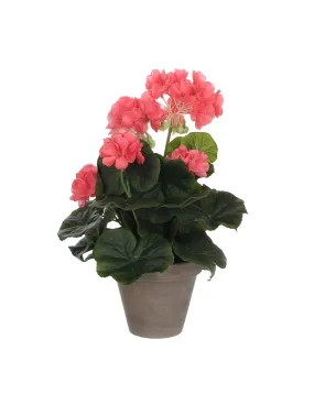 Géranium Artificiel Couleur Saumon En Pot Plastique Gris - 83171